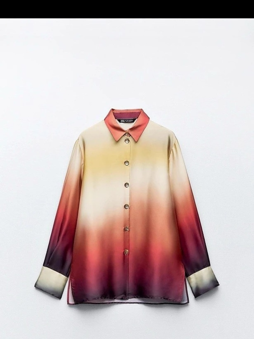 Zara Satin Effect Tie-Dye Shirt Red & Cream